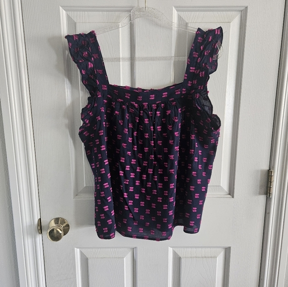 NWOT LOFT Clip Ruffle Square Neck Top - Picture 6 of 9